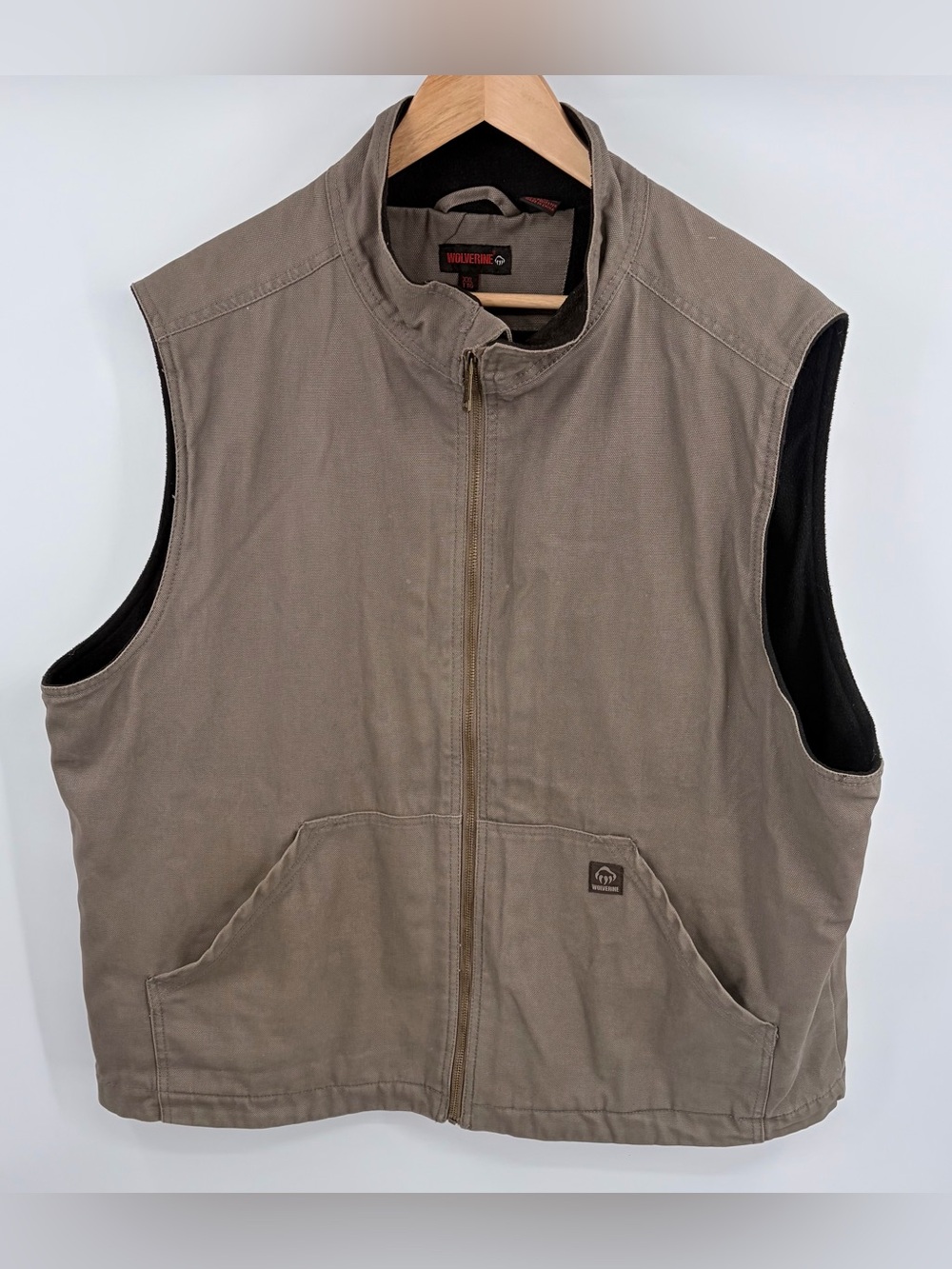 Wolverine canvas full zip fleece lined utility vest men’s XXL workwear outdoor